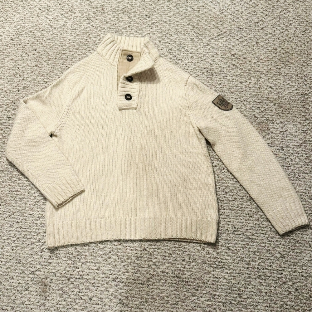Eddie Bauer Cream Button-Neck Men’s Sweater